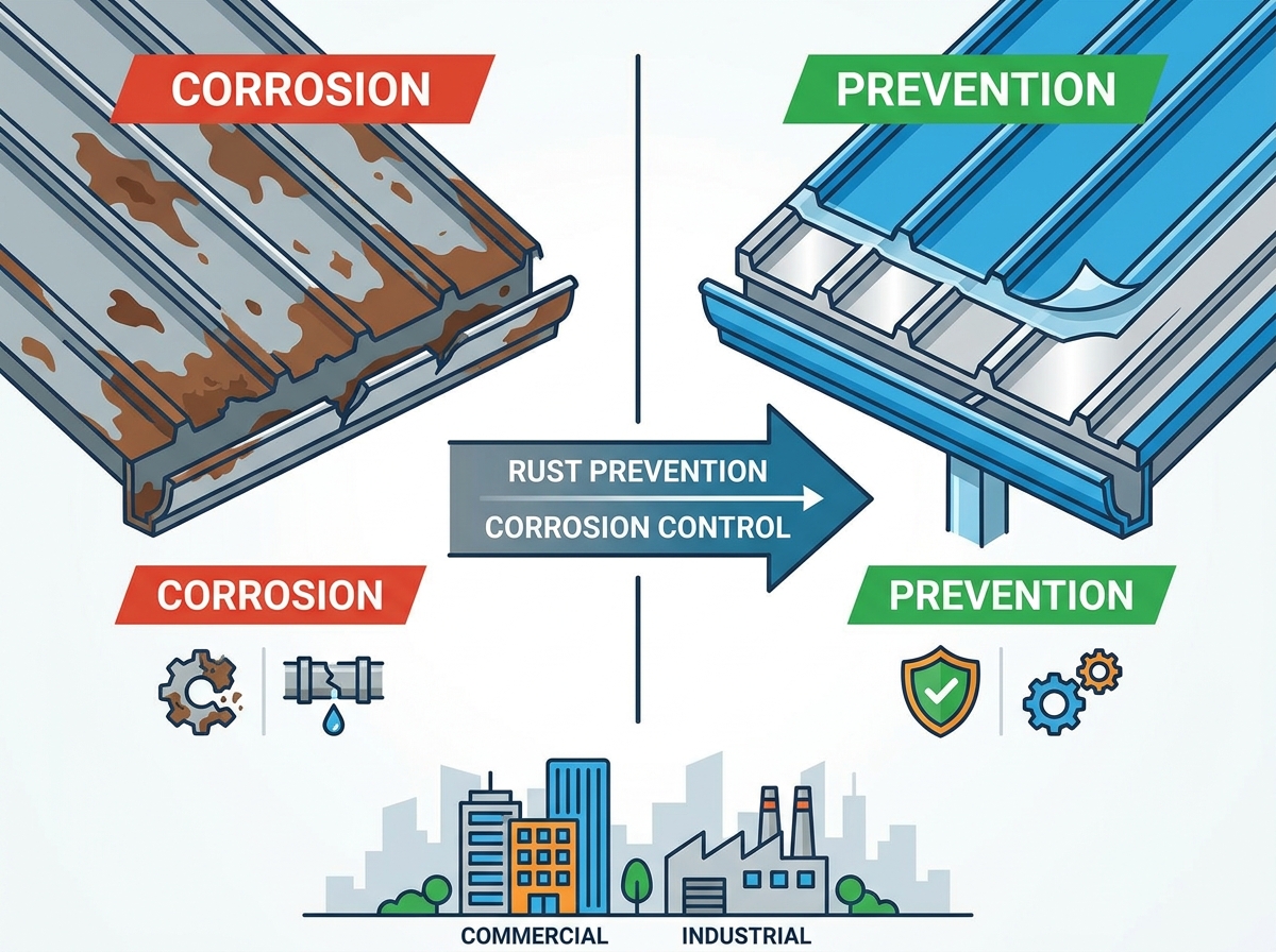 Prevenci&oacute;n de oxidaci&oacute;n y control de la corrosi&oacute;n en techos met&aacute;licos para edificios comerciales e industriales